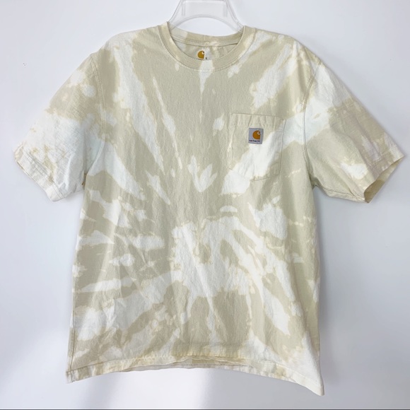 Carhartt Beige Custom Bleach Dye Tee Shirt Large - Picture 2 of 6